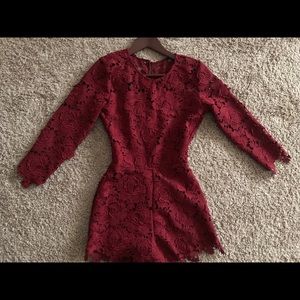 Women’s Long Sleeved Lace Romper With Open Back